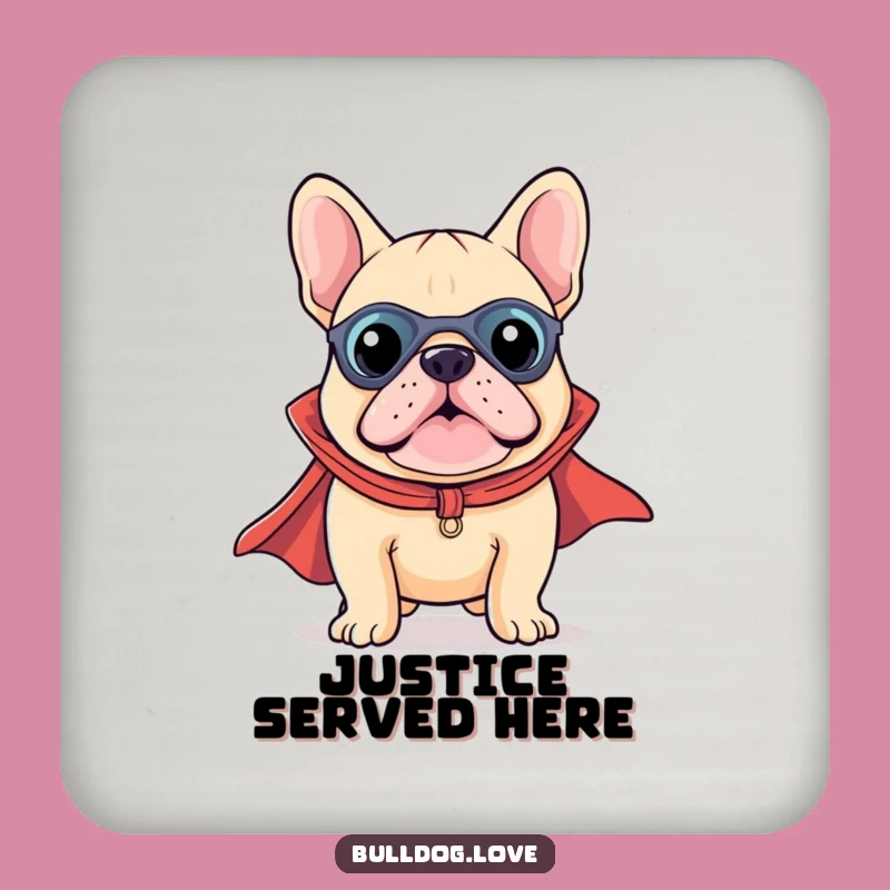 Funny Kawaii Bulldog Superhero Coasters - Protect Your Surfaces with Pawsome Power!