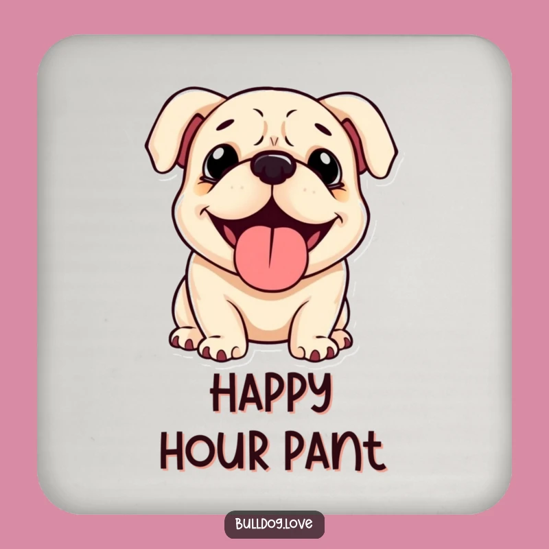 Funny Happy Bulldog Coasters (Set of 4): Protect Surfaces with Canine Cheer Gift