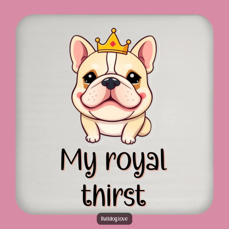 Funny King Bulldog Coaster: Royal Grin & Crown Protection, Humorous Dog Table Gift
