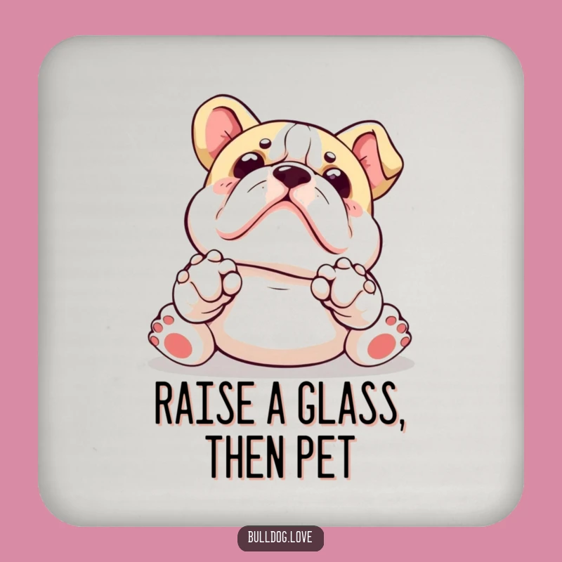 Funny Kawaii Bulldog Coasters: Paws Up Belly Rub Protector Gift