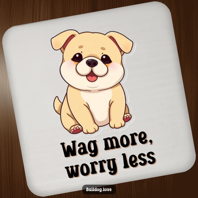 Funny Chubby Dog Coaster: Chubby dog with big ears wagging its entire body hilariously, protecting surfaces.