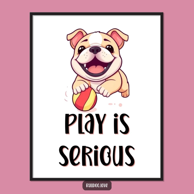 Funny Bulldog Pup Poster: Grinning Dog Art, Perfect Joyful Wall Decor