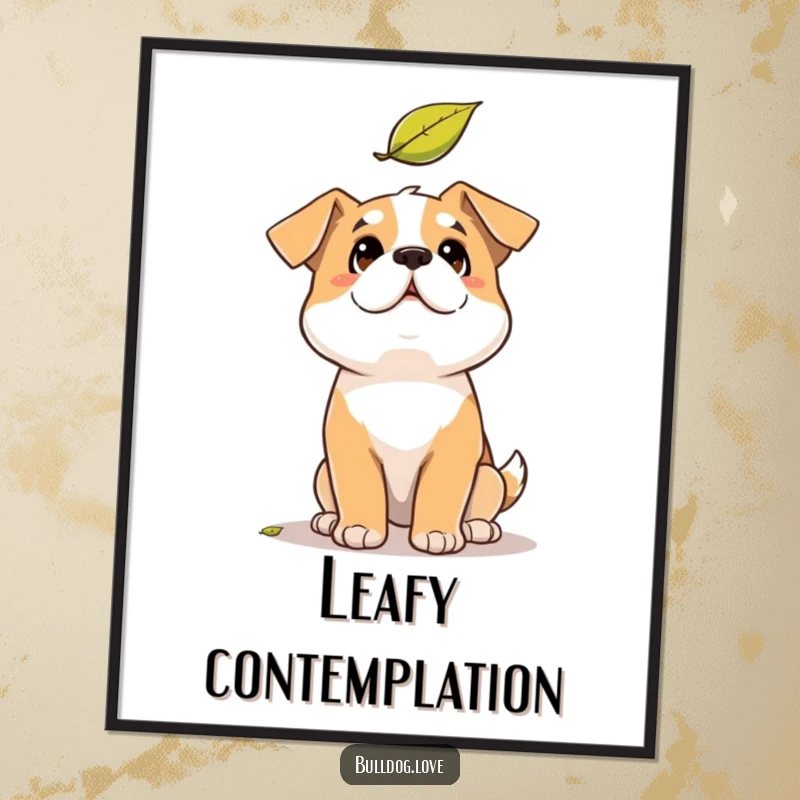 Funny Solid Dog Poster: Dog with a solid build watching a falling leaf with a look of delightful, comical amusement.