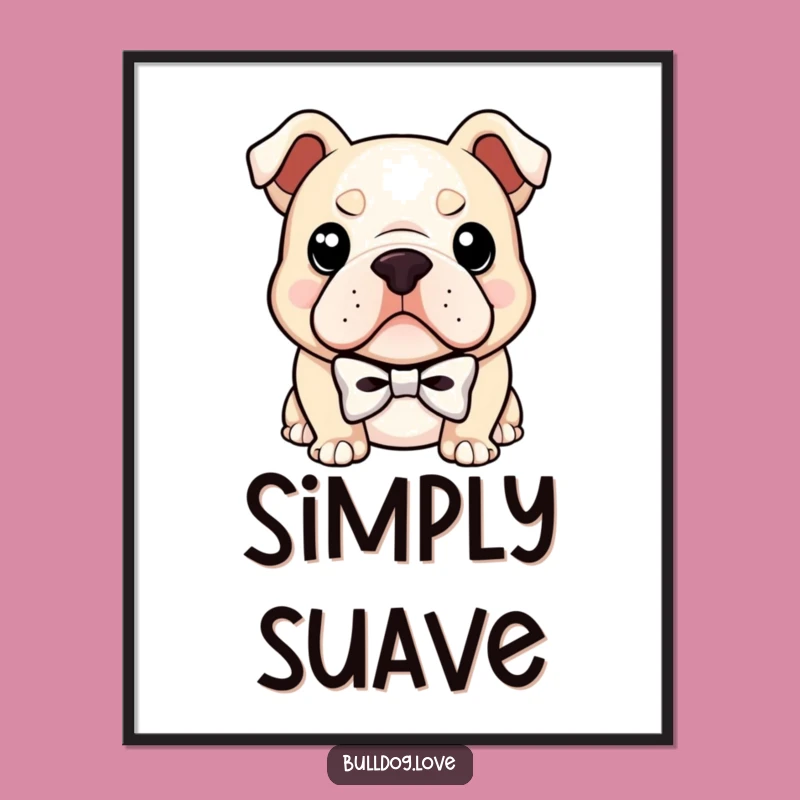 Funny Bulldog Bowtie Poster: Dapper Dog Art for Sophisticated Spaces