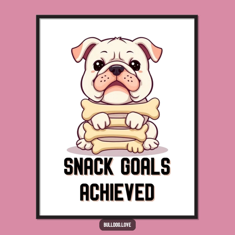 Funny Bulldog Bone Tower Poster: Hilarious Wall Art for Dog Lovers
