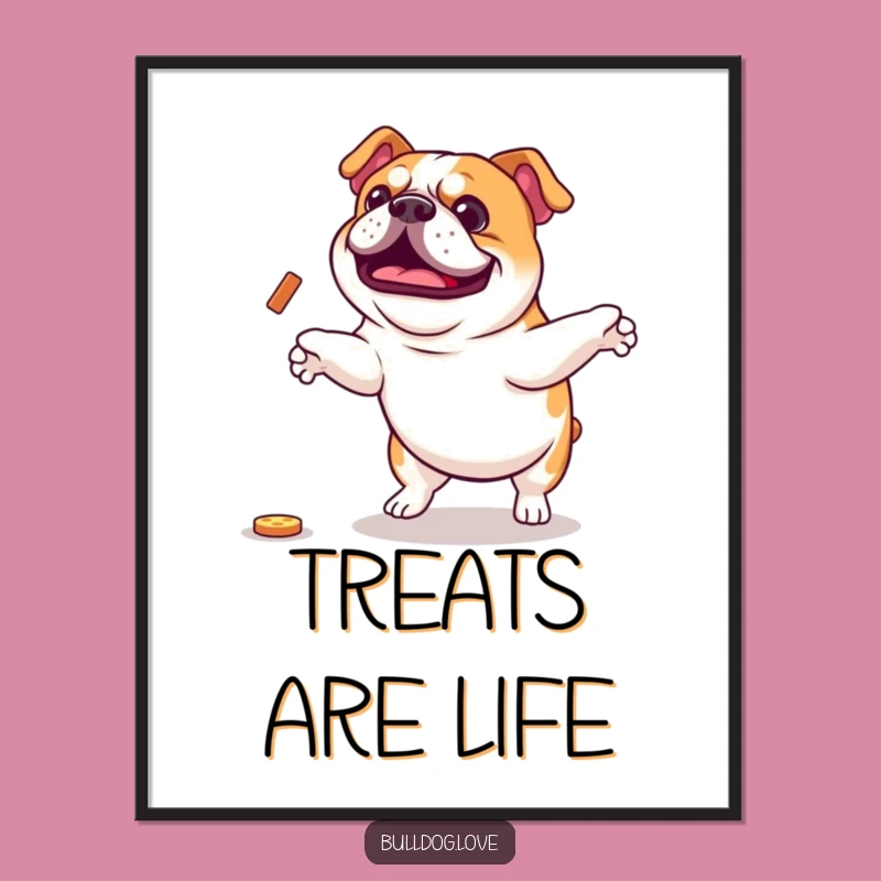 Funny Bulldog Jump Poster: Bring Energetic Canine Joy to Your Walls Gift