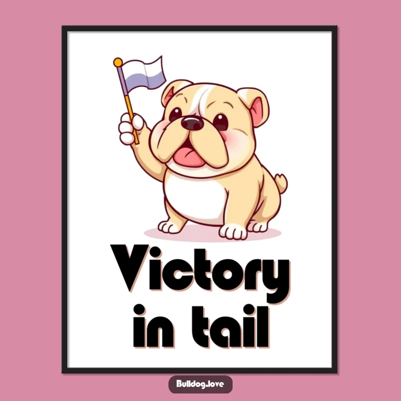 Funny Bulldog Flag Poster: Enthusiastic Dog Art for Wall Decor