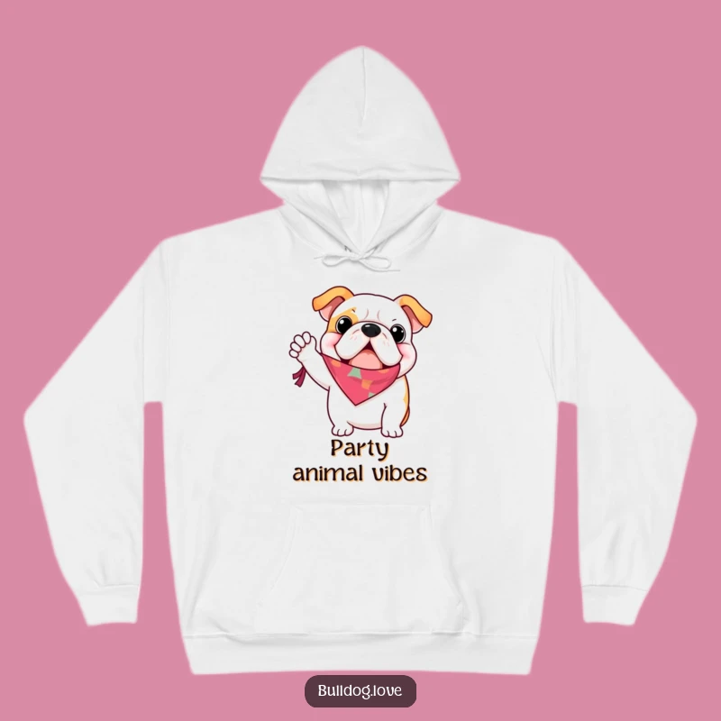 Cozy Funny Bulldog Bandana Hoodie: Warm Waves and Hilarious Fun