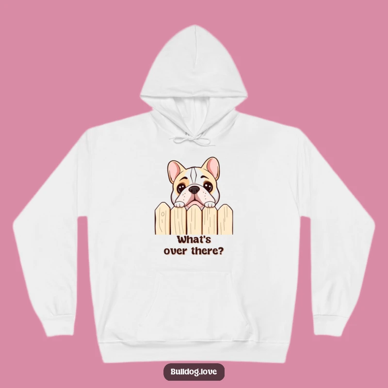 Funny Bulldog Peeking Hoodie: Cozy Curious Dog, Perfect Warm Gift