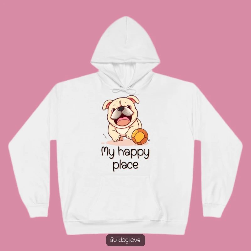 Funny Bulldog Playtime Hoodie: Cozy Canine Action Wear for Chilly Days
