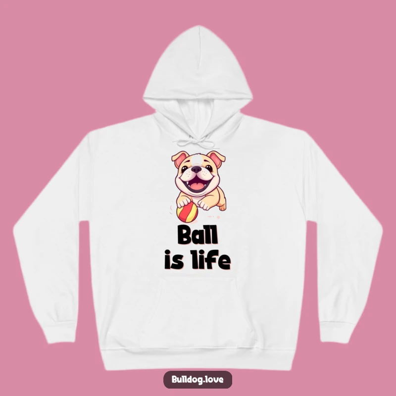 Funny Bulldog Pup Hoodie: Cozy Grinning Dog, Perfect Warm Funny Gift