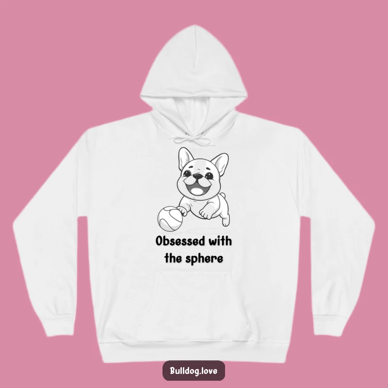 Funny Kawaii Bulldog Hoodie: Ball Chase Playful Comfort Gift