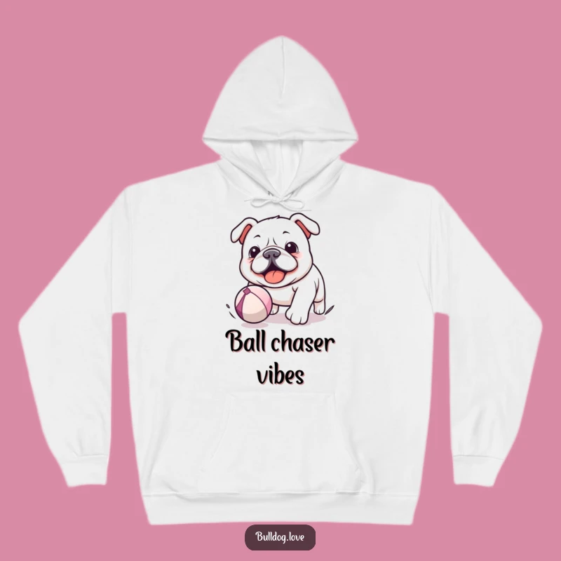 Funny Kawaii Bulldog Hoodie - Chasing Ball, Cozy & Playful Gift