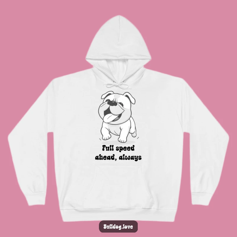 Funny Kawaii Bulldog Hoodie: Tongue Out Running Cozy Gift