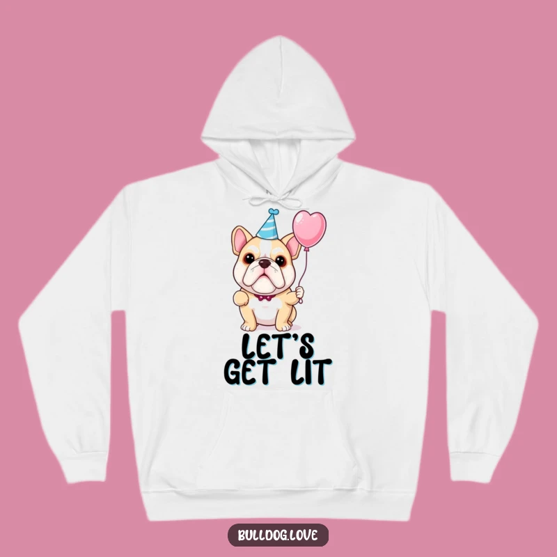 Funny Bulldog Party Hoodie: Cozy Festive Dog, Perfect Warm Celebration Gift