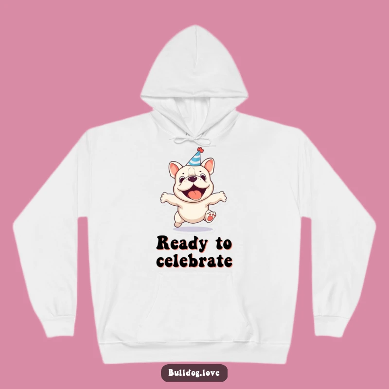 Warm Party Bulldog Funny Hoodie - Festive Jumping Dog Sweatshirt Gift