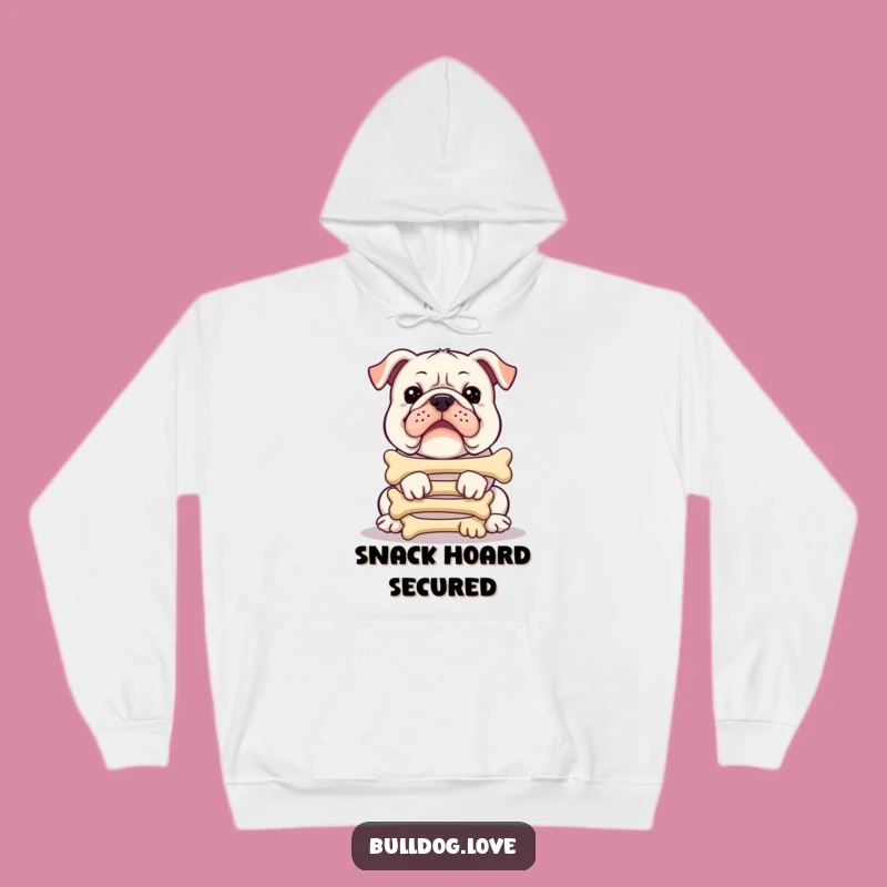 Cozy Funny Bulldog Bone Balance Hoodie: Warm and Hilarious Gift Idea