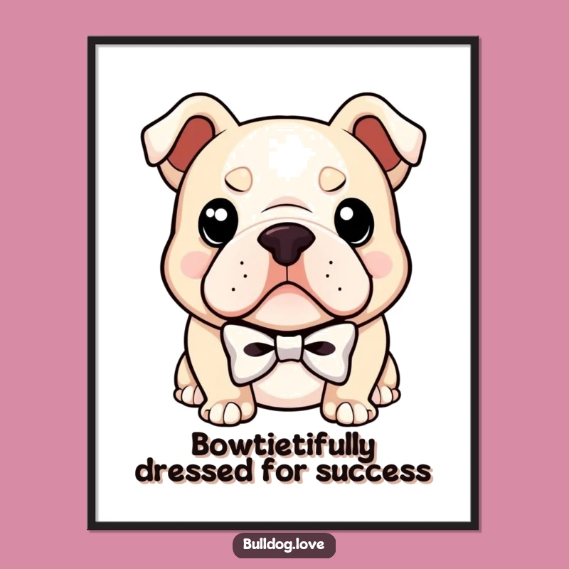 Funny Free Printable Dapper Bulldog Art Downloadable Gift for Classy Spaces