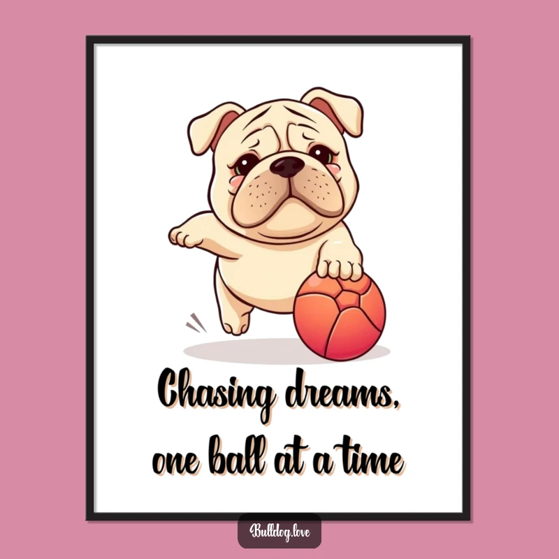 Free Printable Wall Art: Stocky Dog's Ball Chase - Hilarious Wrinkled Face Art for Home