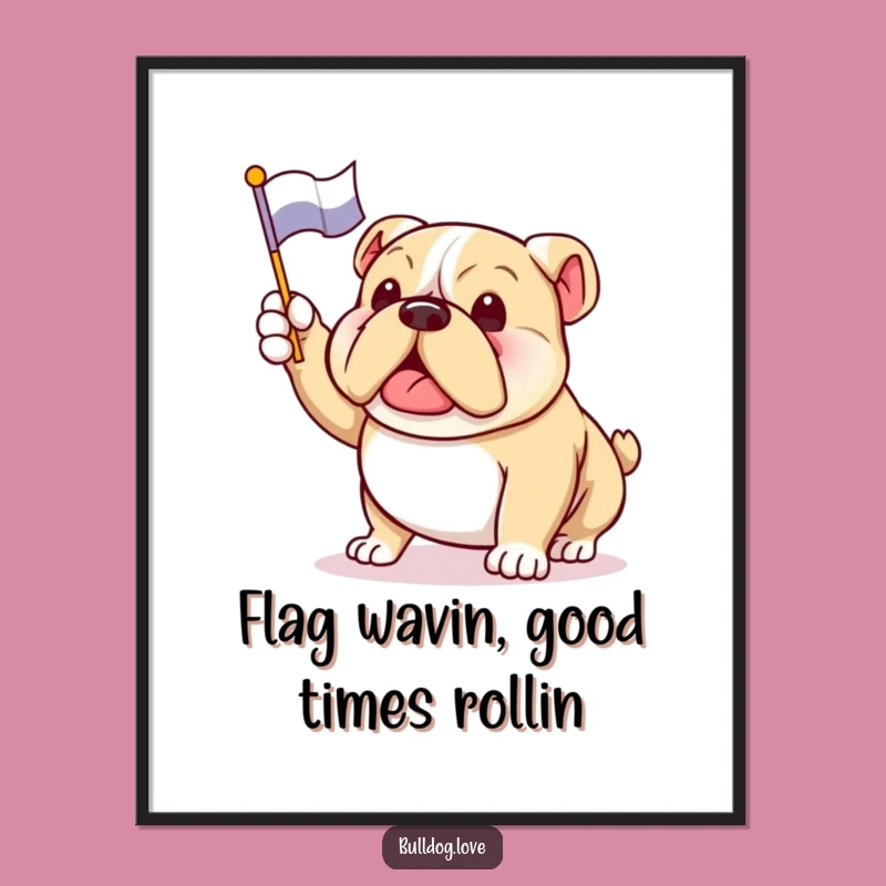 Free Printable Wall Art: Waving Bulldog Celebration Funky Downloadable Art