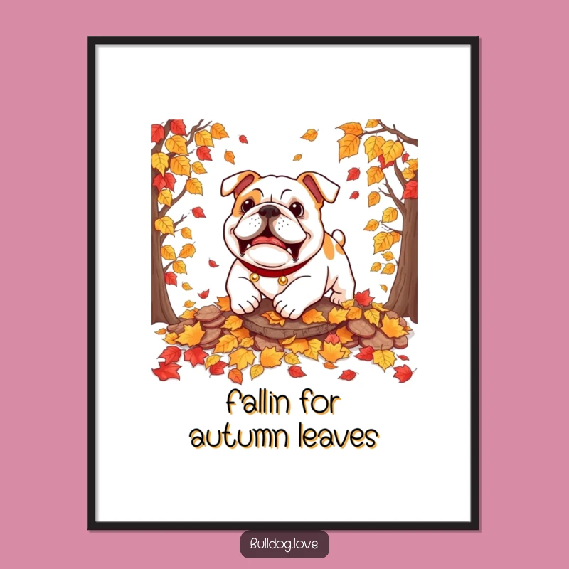 Free Printable Wall Art: Autumn Bulldog Play Funky Downloadable Art