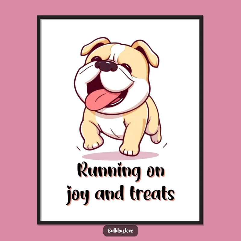 Free Printable Wall Art: Energetic Kawaii Bulldog Tongue Out, Fun Downloadable Art