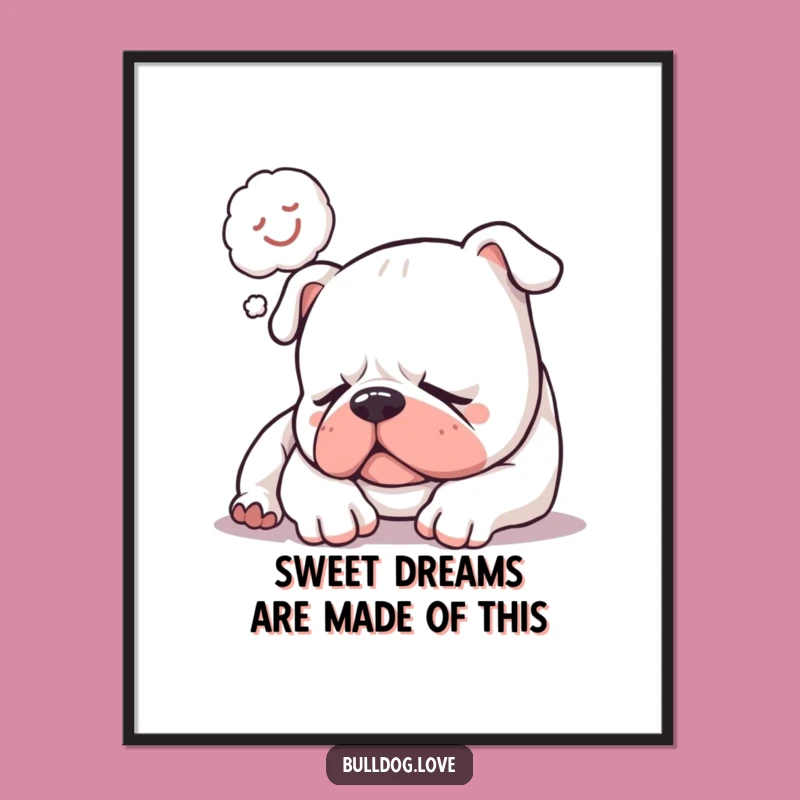 Free Printable Wall Art: Sleepy Bulldog - Humorous Downloadable Art Gift