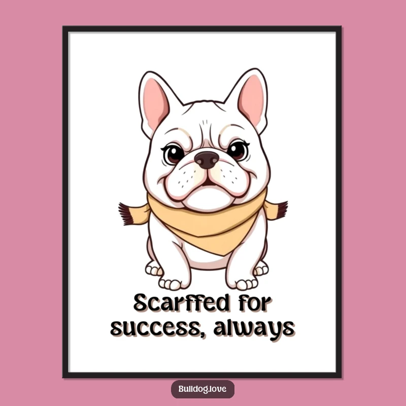 Funny Free Printable Wall Art: Bulldog with Scarf, Quirky Downloadable Decor
