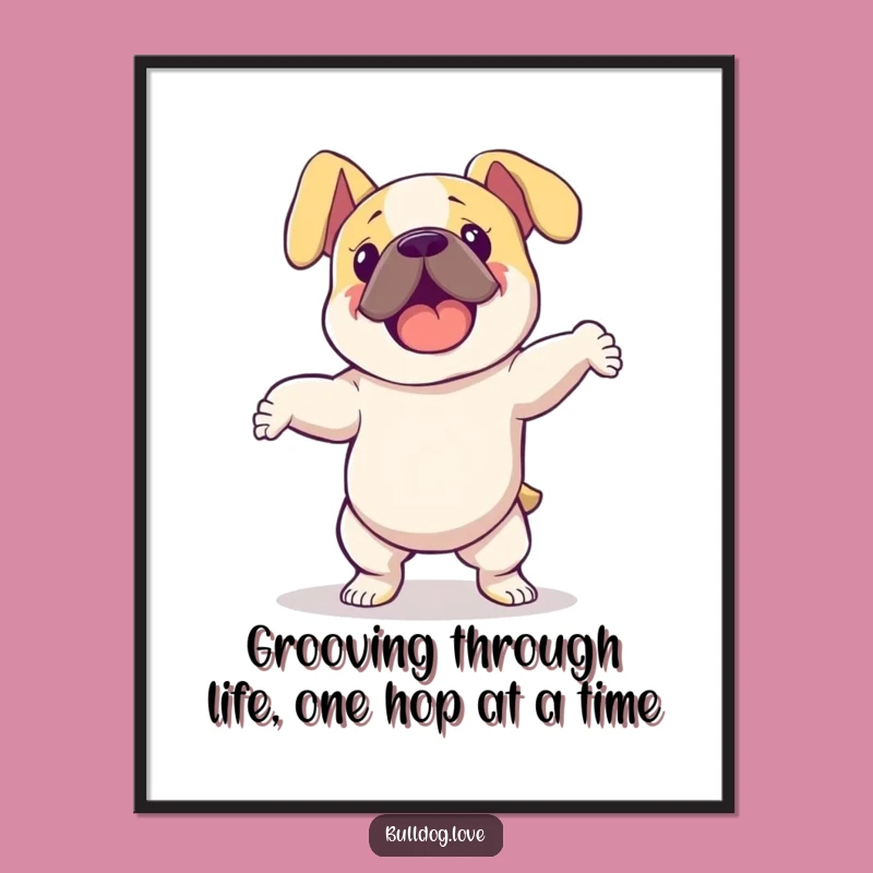 Funny Free Printable Wall Art: Energetic Dancing Bulldog - Floppy Ear Decor