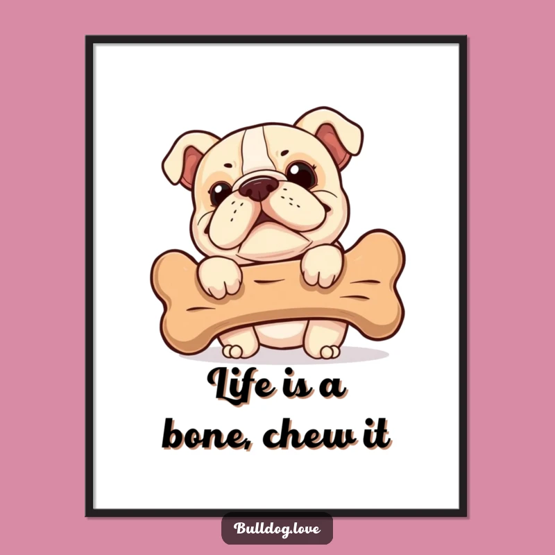 Funny Bulldog Wall Art Free Printable: Cheeky Bone Downloadable Decor