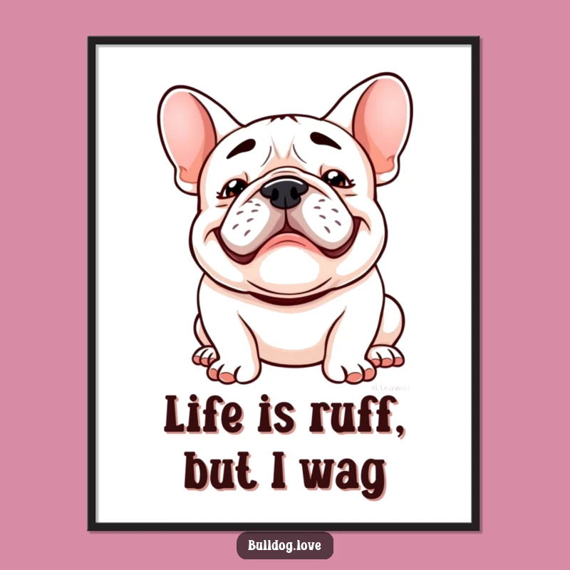 Free Printable Wall Art: Goofy Kawaii Bulldog Grin, Hilarious Downloadable Art for Your Home