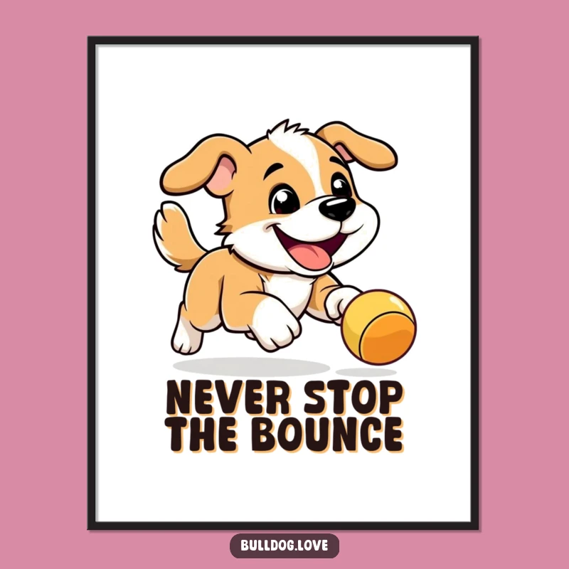 Free Printable Wall Art: Energetic Dog Toy Chase - Action-Packed & Funny Dog Art