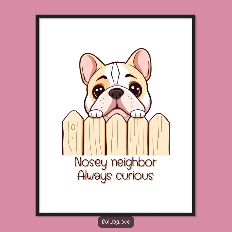 Free Printable Wall Art: Curious Peeking Bulldog - Funny Downloadable Decor