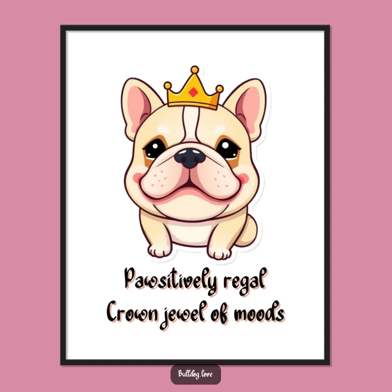 Free Printable Wall Art: Goofy Bulldog King, Funny Downloadable Decor for Home