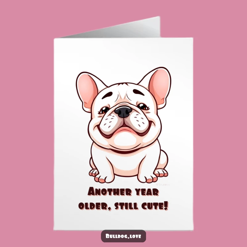 Free Printable Birthday Card: Funny Kawaii Bulldog Grin for a Joyful, Humorous Celebration