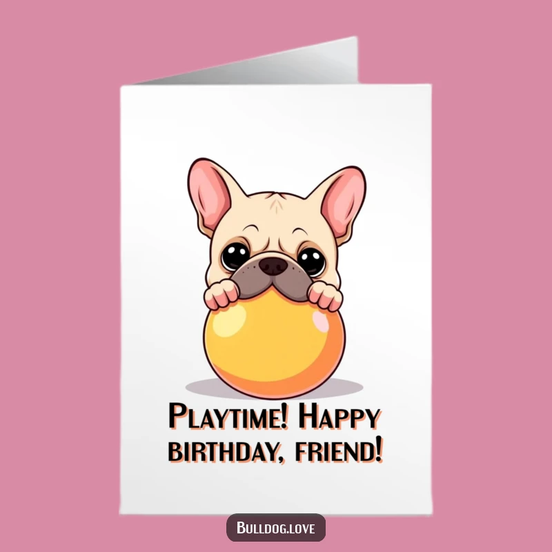 Free Printable Birthday Card: Bulldog Peeking, Playful Downloadable Gift