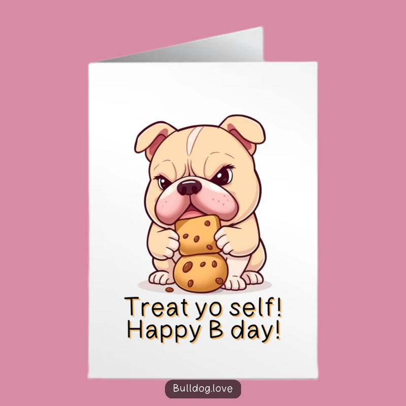 Free Printable Birthday Card: Determined Bulldog Treat Balance Funny Gift