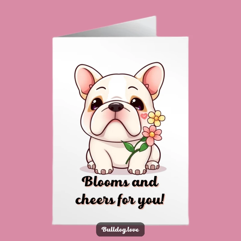 Free Printable Congrats Card: Kawaii Bulldog Shares Joy - DIY Downloadable Gift