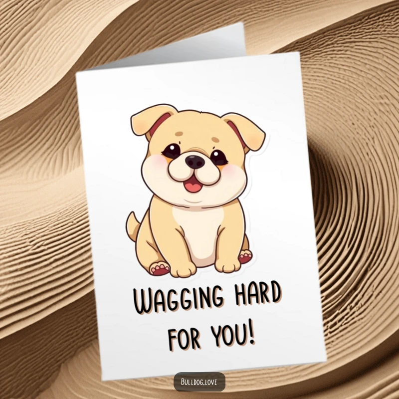 Funny Free Printable Congratulations Card: A chubby dog with standout ears wags its whole body in pure celebration.