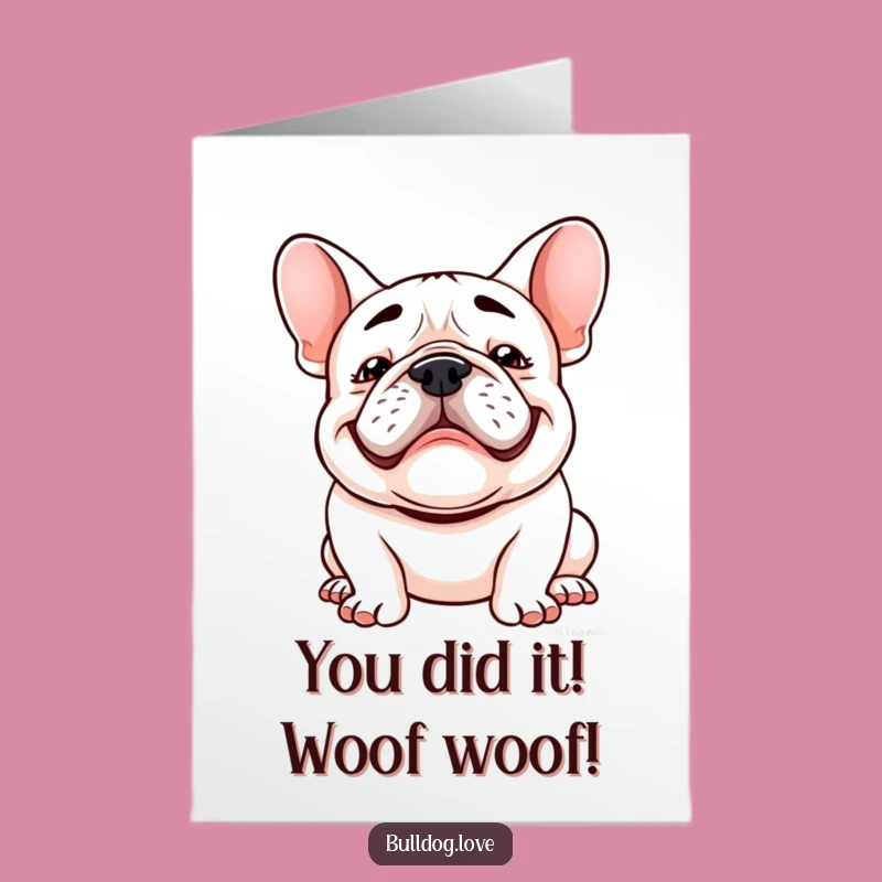 Free Printable Congrats Card: Hilarious Kawaii Bulldog Grin for Your Big Achievement