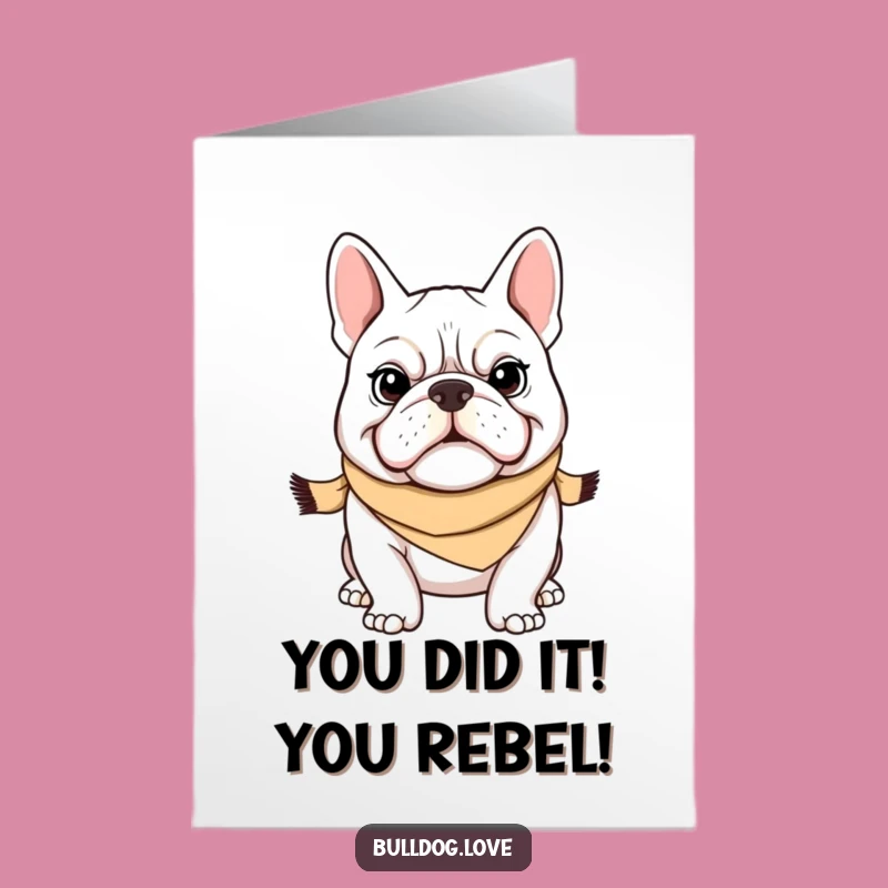 Free Printable Congrats Card: Funny Bulldog Scarf, Awesome Downloadable Gift Idea