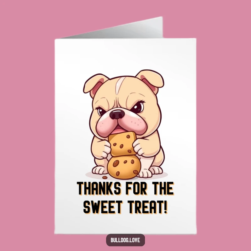 Free Printable Thank You Card: Bulldog Treat Balance Gratitude Funny Gift