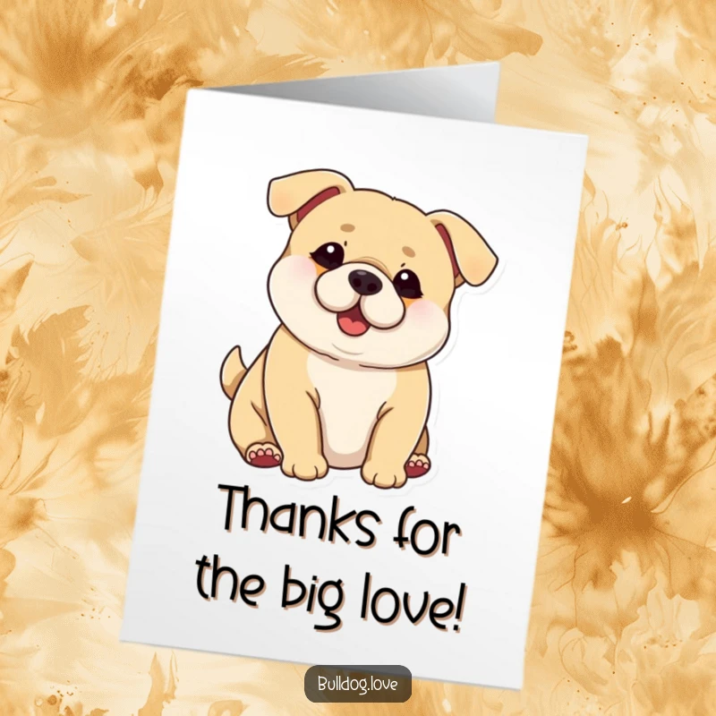 Funny Free Printable Thank You Card: A chubby dog with big ears wags its entire body in a thankful frenzy.