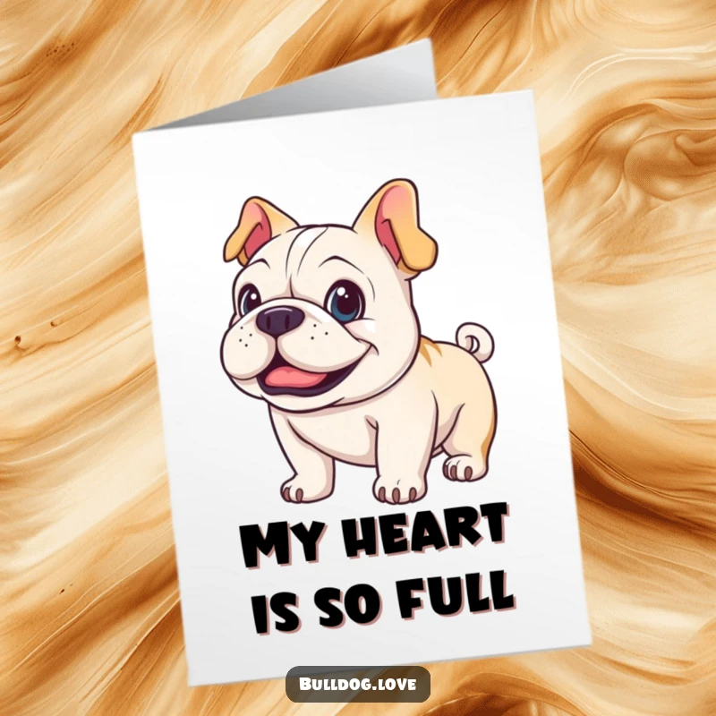 Funny Free Printable Thank You Card: A bulldog with happy eyes wags its tail enthusiastically.