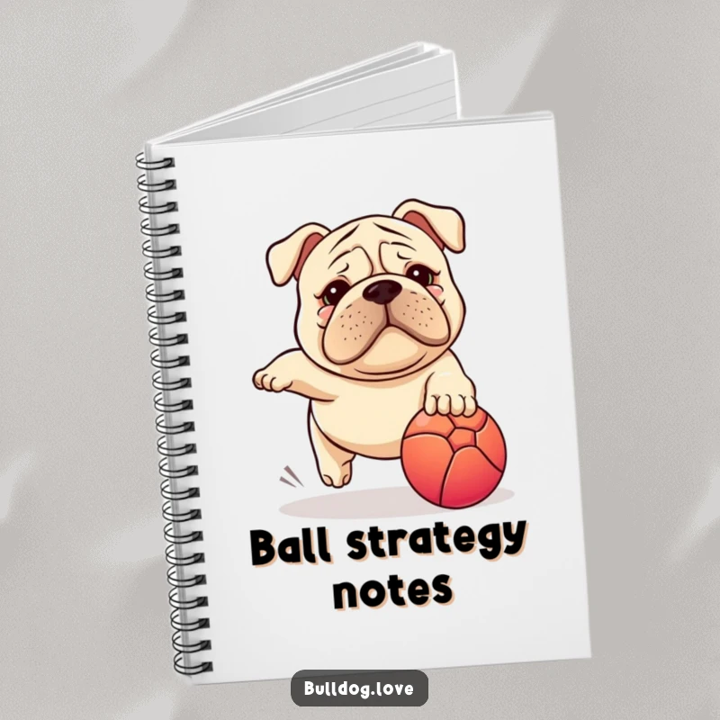 Funny Stocky Dog Notebook: Wrinkled face stocky dog joyfully chasing a brightly colored ball on a funny cover.