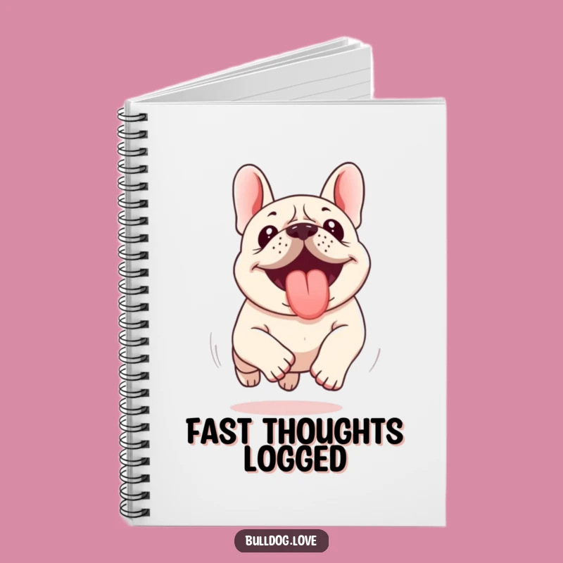 Funny Kawaii Bulldog Notebook - Tongue Out Running, Journal Hilarious Gift
