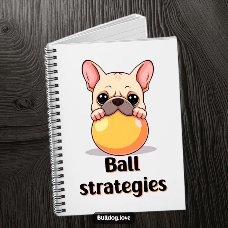 Funny Bulldog Notebook: Features a bulldog peeking over a large, colorful ball on its cover. Ideal funny gift.