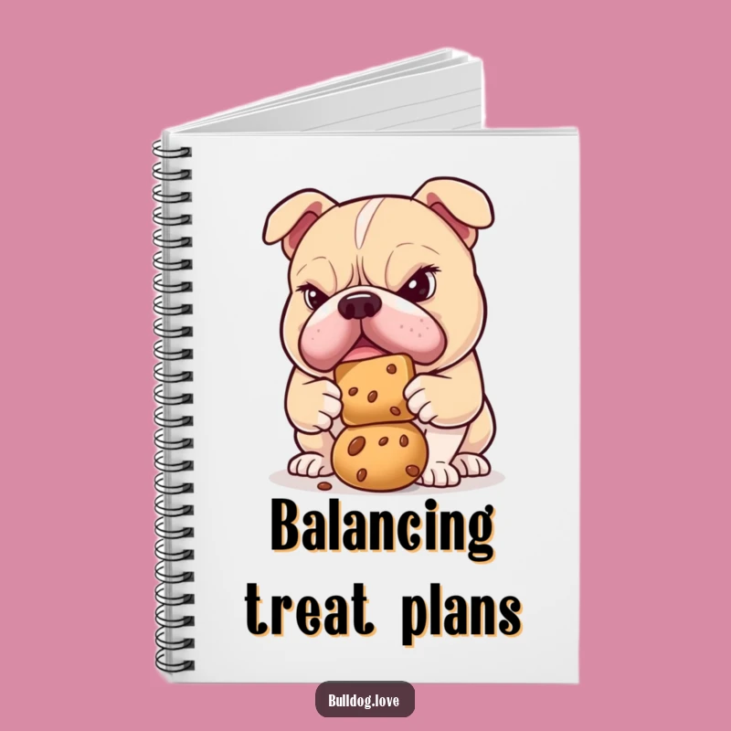 Funny Determined Bulldog Treat Balance Notebook: Jot Down Goals