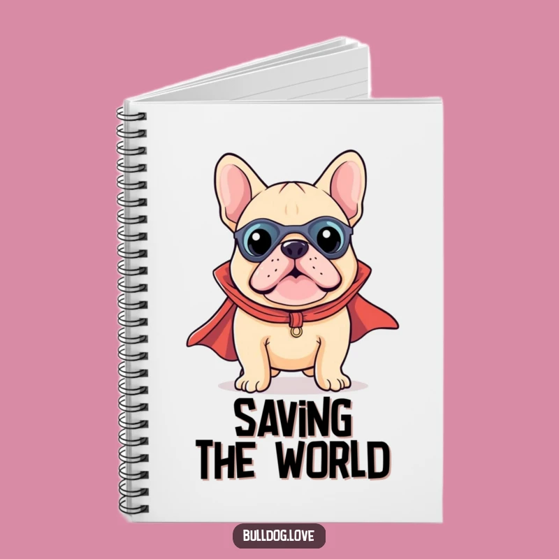 Funny Kawaii Bulldog Superhero Notebook - Jot Down Your Epic Ideas with Flair!