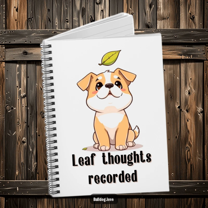 Funny Solid Dog Notebook: Solid build dog looking up with amusement at a falling leaf on a comical cover.